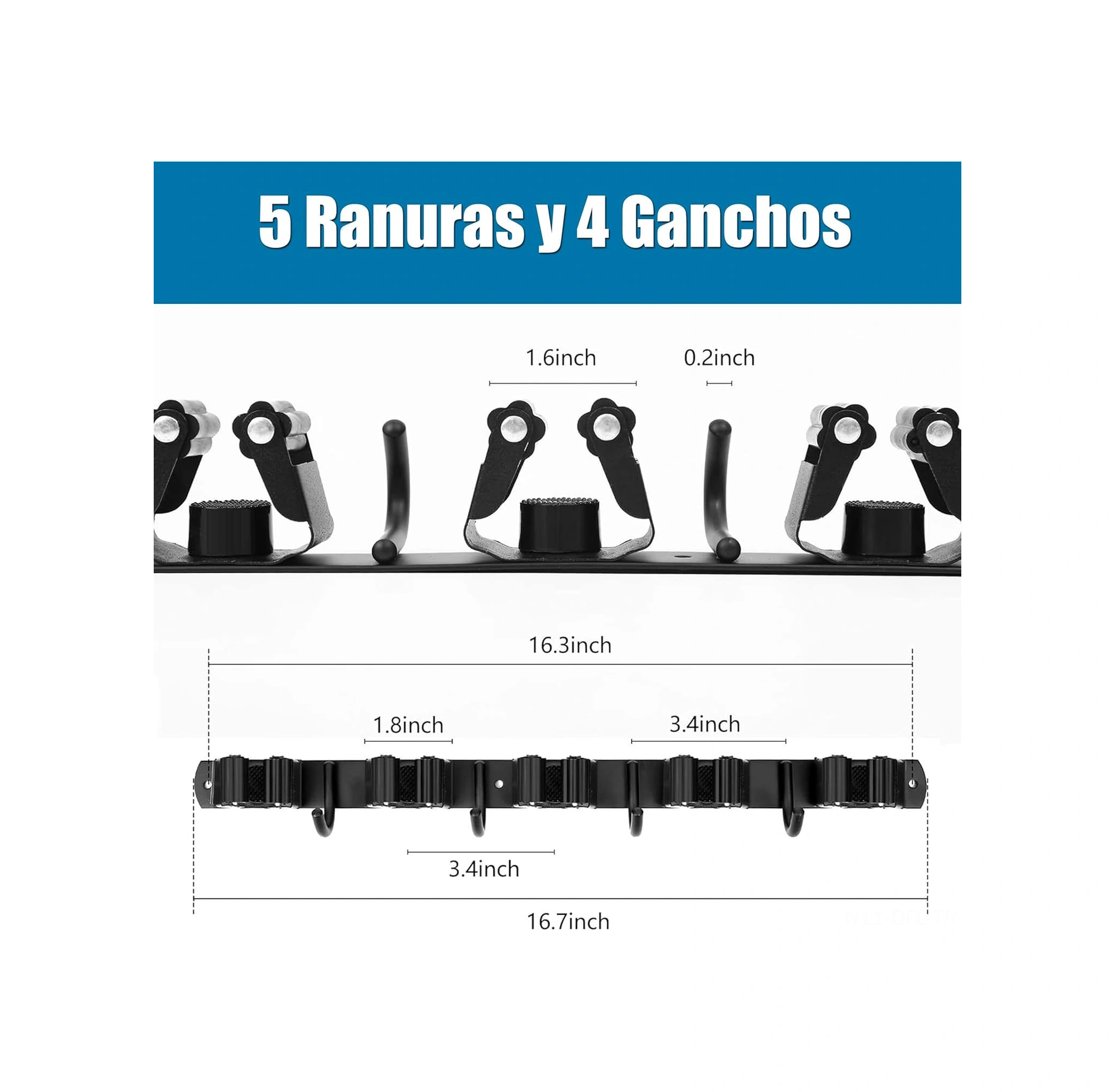 Dofolink Duvarlı Süpürge Ve Mop Tutucu, 5 Konumlu 4 Paslanmaz Çelik Kanca, Otomatik Yapışkan, Garaj-mutfak-banyo İçin Temizlik Aleti Organizerı