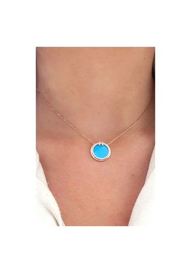 Turkuaz Taşlı Zirkon Taş Detaylı 925Ayar Gümüş Rose Italyan Şık K