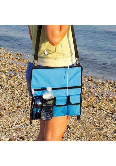 Dolıty Açık Plaj Sandalye Kol Yan Çantalar Organizatör Mavi Çok Renkli