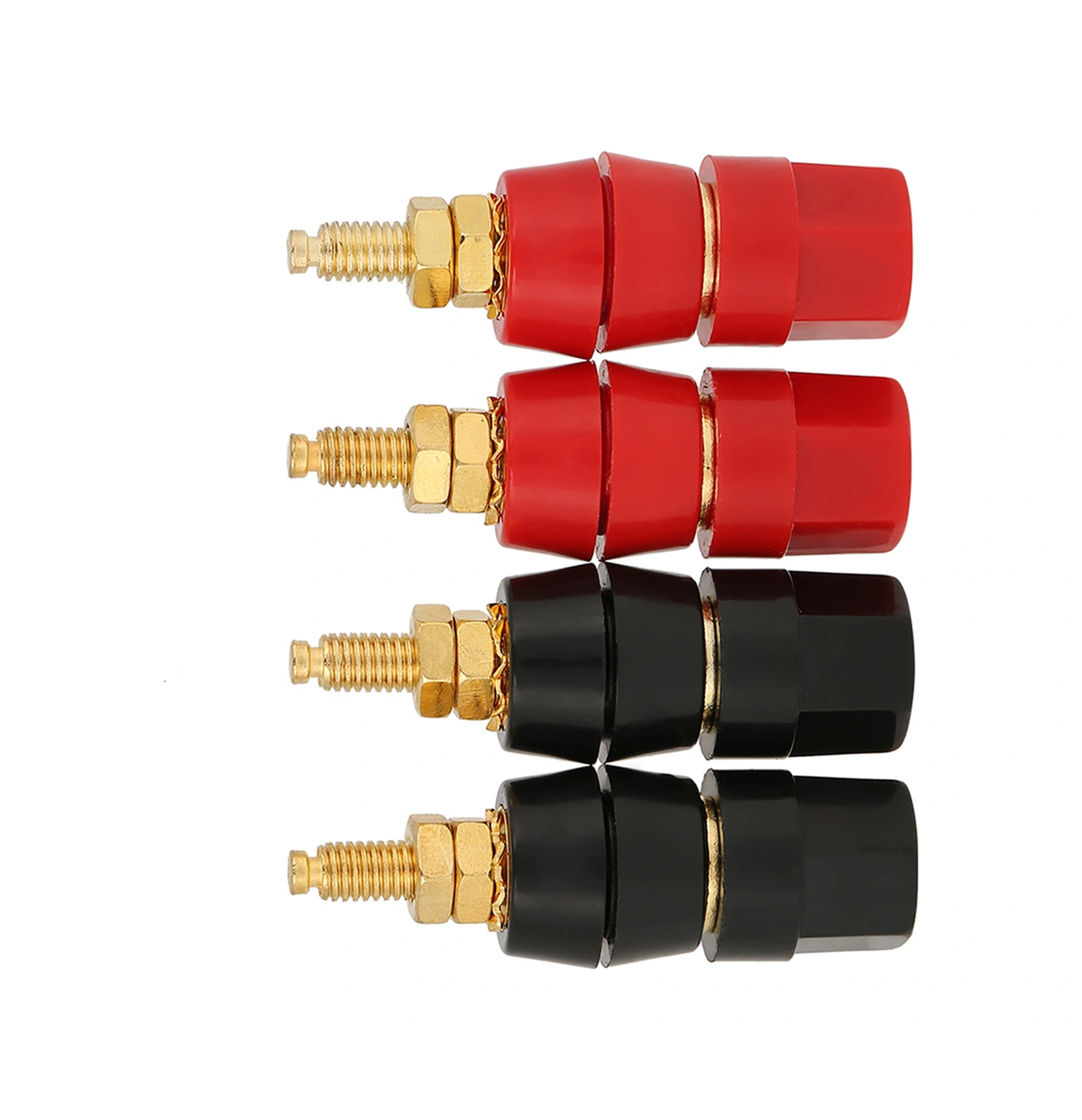 Tenfowee 4 Adet Altın Kaplı Hoparlör Bağlantı Terminali Kırmızı-siyah , 4mm Muz Plug Uyumlu, Amfi Ve Ses Cihazları İçin Kolay Kurulum