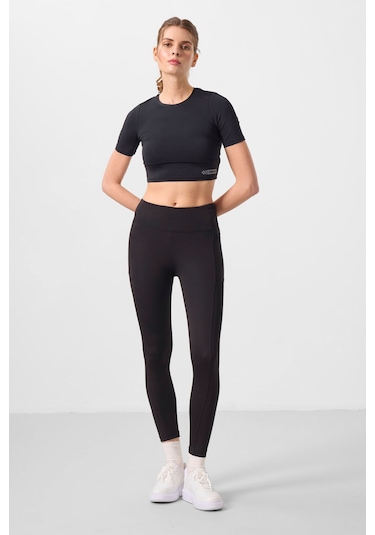 Tommylife Siyah Esnek Standart Fit Performans Kadın Tayt - 94667 SiYAH