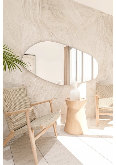 Fawdecor Amsterdam Dekoratif Duvar Aynası, Modern Ev Aynası 30 X 60 Cm Beyaz