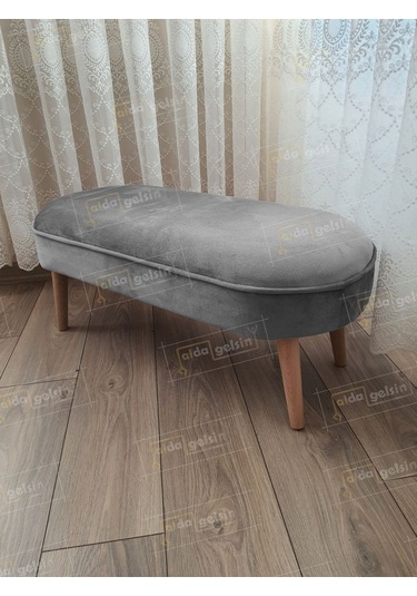 Ultra Lüks Oval Parrot Puf Ahşap Ayak Kırmızı