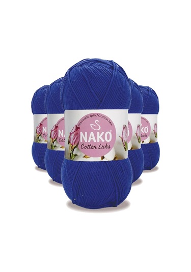 5 Adet Cotton Lüks Yelek Tunik Kazak Bluz Hırka İpi Yünü Saks Mavi 97561