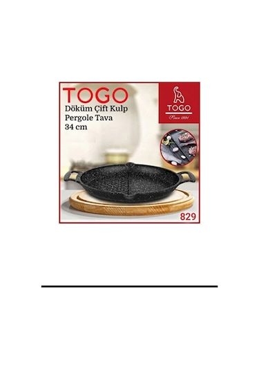 34 Cm Çift Kulplu Bölmeli Pergole Tava Yapışmaz Çift Bölmeli Izgara Kızartma Tava Gri