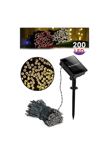 Technojet Solar 200 Ledli 22 Metre Bahçe Aydınlatma Dekorasyon Gü Çok Renkli
