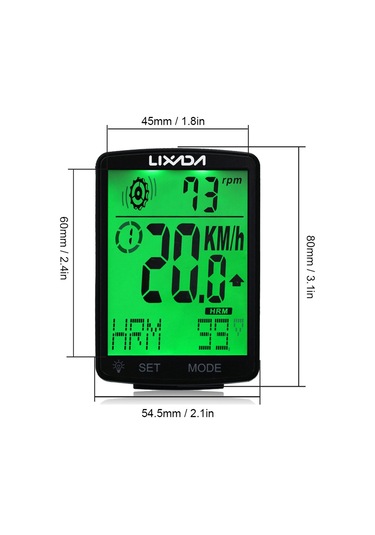 Lıxada 2.8 İnç Bisiklet Kablosuz Bilgisayar Beyaz Kabuk Yeşil Işık Beyaz