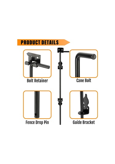 Vkemall Demir Cane Bolt Kapı Kilit Aracı, 12 İnç, Siyah, Bahçe Çit Kapısı Ve Metal Kapılar İçin