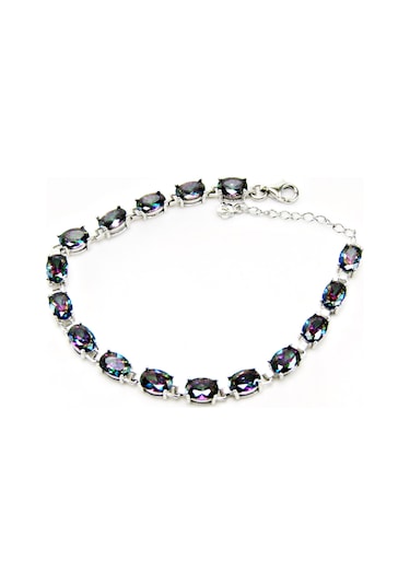 925 Ayar Gümüş Mistik Topaz Oval Taşlı Kadın Bileklik