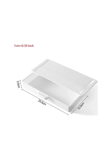 Kangvka Masa Altı Plastiğinden Gizli Çekmeceli Organizer - Stokastik, Kosmetik Ve Telefon Saklama Kutusu - Siyah, Gri, Beyaz Renk Seçenekleri Beyaz