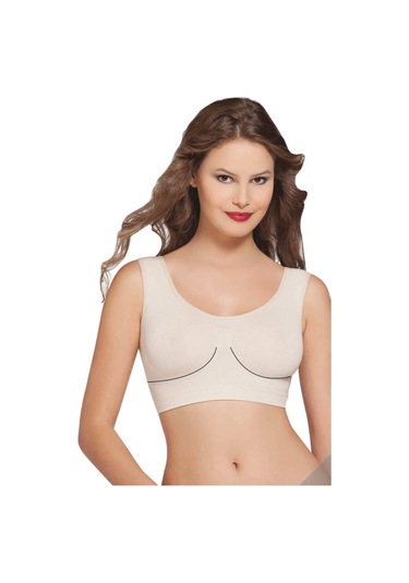 Kadın Ten Rengi Kalın Askılı Seamless Dikişsiz Pedli Büstiyer 12000 Ten