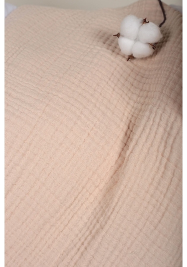 Müslin Püsküllü 4 Katlı Müslin Battaniye 90x120 Cm - Ze4katlı Ekru