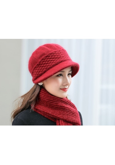 Arion Hs-01x Şık Şapka/bere Ve Atkı Takımı Kırmızı