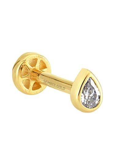 Altın Damla Tragus Piercing 14 Ayar Altın