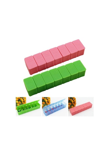Pembe Ofis İçin Taşınabilir Hap Kutusu Plastik 7 Izgaralar Dikdörtgen Tabletler Ayırıcı Durumda Pratik Neme Dayanıklı Yeniden Kullanılabilir Pembe
