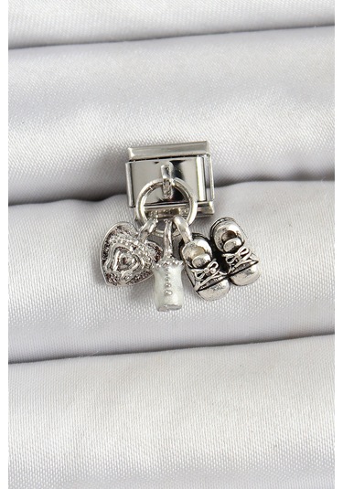 316l Çelik Gümüş Renk Bebek Konsept Nomination Charm Renkli