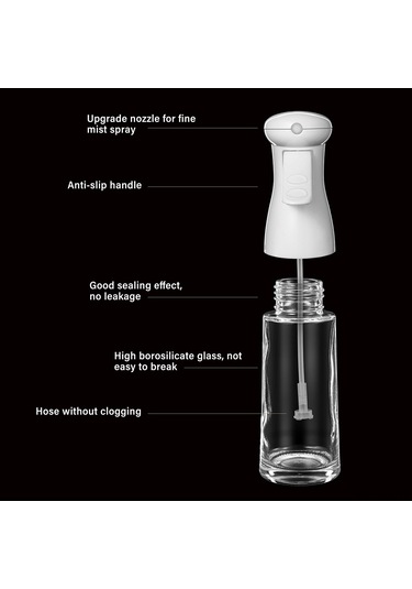 Xindoker Cam Yağ Spreyi 200ml - Zarf Şekli İnce Buhar, Multifonksiyonel Soya Sos, Sirke, Su , Anti Kayma Tabanlı, Mutfak/grill İçin Dayanıklı Çok Renkli