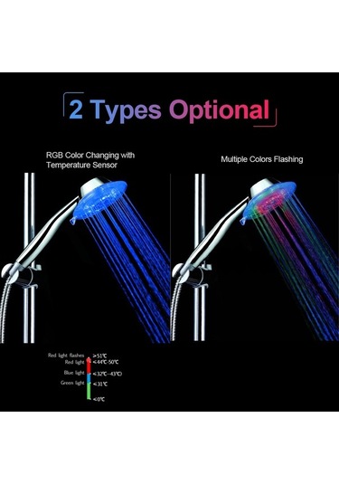 Ulzyvf Led Duş Başlığı - Su Sıcaklığına Göre Renk Değiştiren, Pilsiz Banyo Aydınlatması Diğer