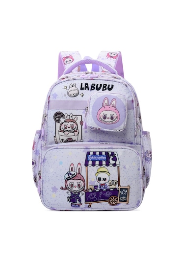 Büyük Kapasiteli Çocuk Çantası Labbu Sevimli İlköğretim Okulu Sırt Çantası Anaokulu Bubble Mat Çantası mor