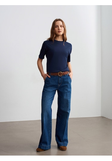 Dilvin 3683 Basic T-shirt-Koyu Lacivert