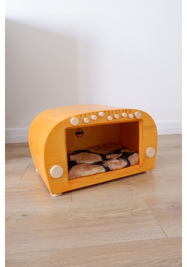 Huncar Kedi Evi Dekoratif Retro Radyo Kedi Evi