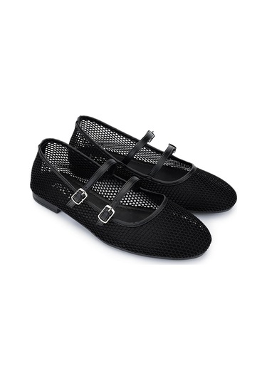 Tamer Tanca Kadın Deri & Tekstil Siyah Babet Ayakkabı 889 103 Bn Ayk Y25 Sıyah Fıle Siyah