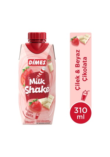 Dimes Milkshake Vanilya Ve Beyaz Çikolata Aromalı Çilekli 310 Ml X 12 Adet