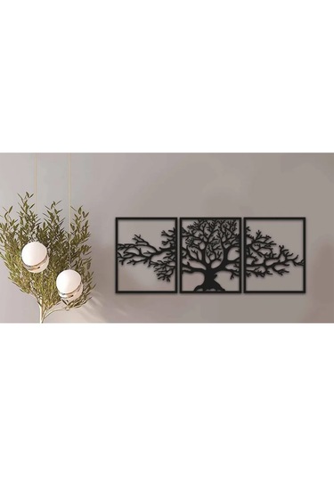 Ağaç Desenli 3 Parça Dekoratif Duvar Süsü