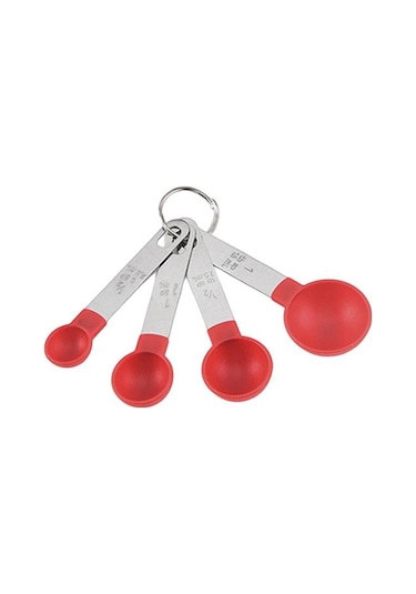 Kırmızı 4 Adet/takım Yeniden Kullanılabilir Ölçüm Çay Kaşığı Çok Amaçlı Kullanışlı Iyi Kavrama Mezun Bardak Küçük