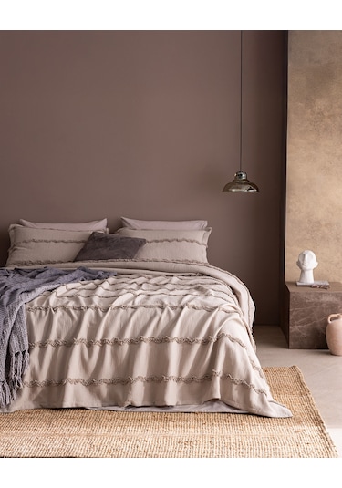 Madame Coco Rostrenen Tek Kişilik Pamuklu Yatak Örtüsü - Gri 8684427179871 Gri