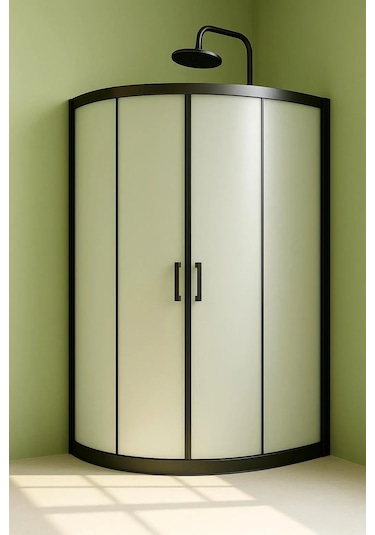 Durul Duşakabin Oval Siyah Profil 5mm Buzlu Cam Yükseklik 190 Cm Siyah