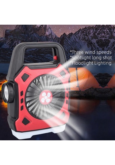 Kangvka Kamp Için Çift Fonksiyonlu Usb Şarjlı Fan Ve Işık - Taşınabilir Outdoor Led Aydınlatma Ve Soğutma Cihazı Siyah/mavi