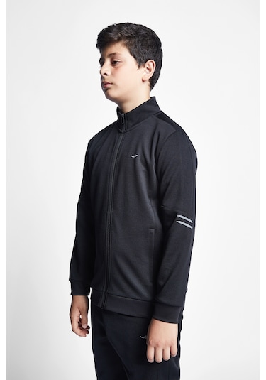 LESCON Siyah Çocuk Fermuarlı Sweatshirt 23S-3237-23B