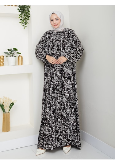 Nevayla Moda Önü Büzgülü Viskon Elbise - Kahverengi / E0130 Kahverengi
