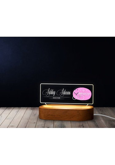 Bk Gift Kişiye Özel İsimli Doktor Temalı Led Işıklı Akrilik Masa İsimliği-6, Ofis Dekoru, Mesleki Hediye, Ofis Hediyeleri Kobitmeyen137974 Bk Gift