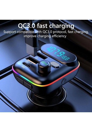 Sones T70 Araba Mp3 Çalar Fm Verici Bluetooth Usb Araç Mobil Şarj Cihazı İle Qc3.0 Hızlı Şarj U Disk Müzik Çalar Fm Modülatör