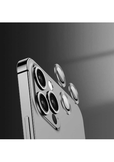 Noktaks - iPhone Uyumlu 13 - Kamera Lens Koruyucu Cl-07 - Gümüş
