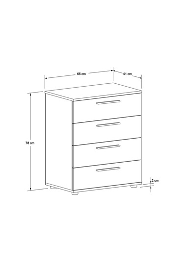 White 4 Çekmeceli Şifonyer - Florida Meşe 65x78x41 Cm Meşe