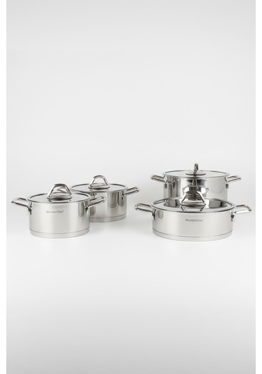 Masterchef 8 Parça Silver Çelik Tencere Seti Lux Flanşlı Sap Çelik