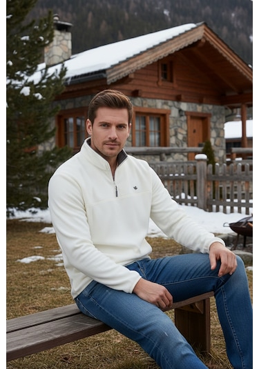 Buratti Slim Fit Anti-Pilling Tüylenme Yapmayan Bato Yaka Kışlık Şardonlu Erkek Polar 5906001 Ekru Buratti Slim Fit Anti-Pilling Tüylenme Yapmayan Bato Yaka Kışlık Şardonlu Erkek Polar 5906001 Ekru