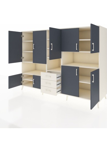 Kronos Dolap 13 Raflı 3 Çekmeceli 9 Kapaklı 220x59x163 Aytaşı-ant Aytaşı-antrasit/aytaşı