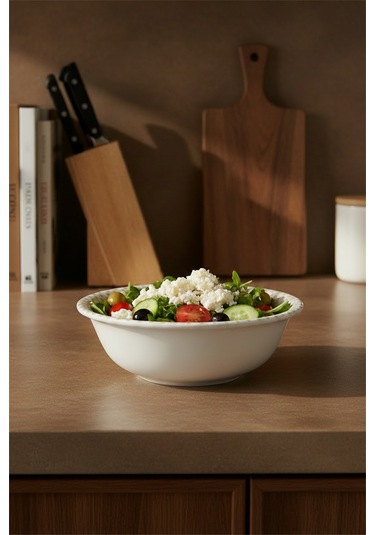 6'lı Valencia Salata Kasesi 22cm Dijital Punto Rinart Krem