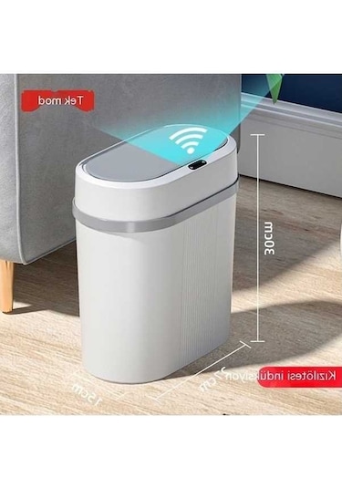 Dancemonkey Sensörlü Tek Modlu Şarj Edilebilir 7 Litre Beyaz Çöp Kutusu 10l Siyah