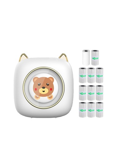 Yunboo C23 Termal Etiket Yazıcı - Bluetooth, 203dpi, 57mm Genişlik, 1200mah Batarya - Beyaz: 1 Adet Termal Kağıt + 10 Adet Yapışkan Etiket