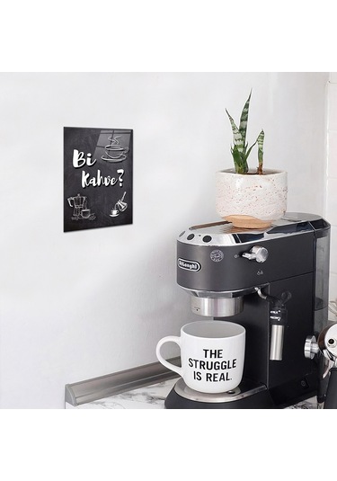Decorita Cam Tablo - Kahve Köşesi Tablo | Bi Kahve ? | 14.8 CM x 21CM