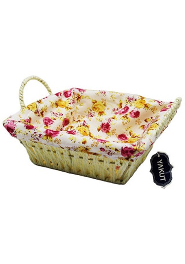 Hasırlı Bezli Ekmek Sepeti Kare Renkli Royaleks-8823 Asorti