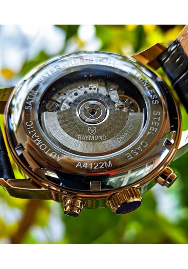 Raymond Star Serisi Gold Siyah Otomatik Erkek Kol Saati Altın