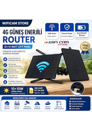 Sim Kartlı Solar Router 4g İnternet Ve Geniş Wifi Ağı