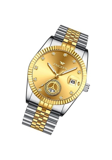 Novahub Fngeen 7010 Orta Yaşlı Erkekler Aydınlık Takvim Kuvars Saat Altın Altın Yüzey Arasında Çok Renkli Çok Renkli