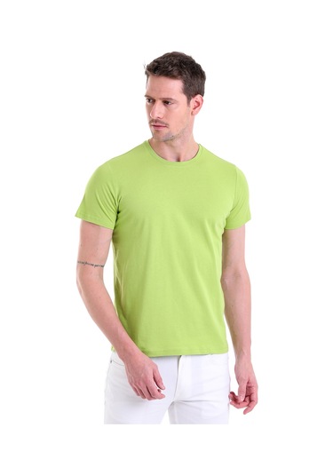 Hatemoğlu Regular Fit Pamuk Bisiklet Yaka Düz Erkek Tişört Yeşil